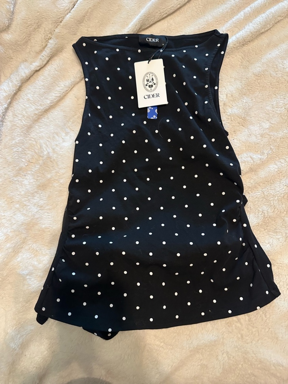 Cider Black Tank with White Polka Dots